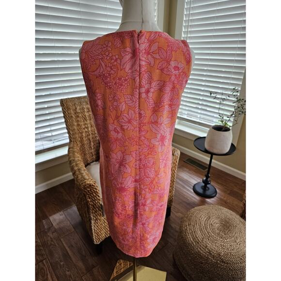 Brooks Brothers Textured Floral Print Shift Dress Women's Size 4 Midi Preppy - Picture 6 of 10